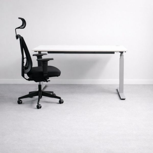 Sähköpöytä 160 × 80 cm – valkoinen kansi, harmaat jalat